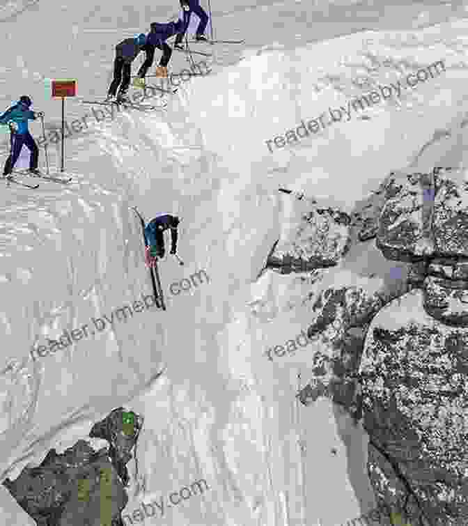 A Skier Navigating A Narrow And Icy Couloir, With Steep Rock Walls On Either Side. Controlled Fall: Collected Ski Stories