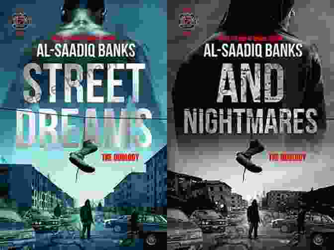 Cover Art For 'Nightmares' By Al Saadiq Banks, Showcasing A Silhouette Of A Man Against A Cityscape Backdrop And Nightmares : The Duology 2 (Street Dreams And Nightmares By AL Saadiq Banks)