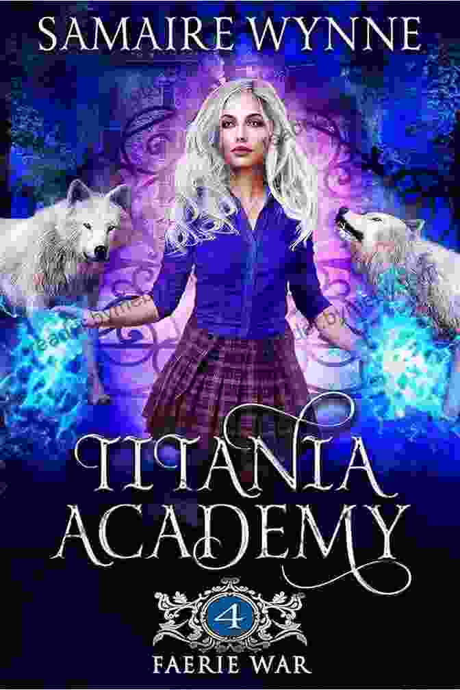 Faerie War Titania Academy Book Cover Featuring Anya, A Young Woman With Long Flowing Hair And A Determined Expression, Standing In Front Of A Castle Surrounded By Lush Greenery And Mythical Creatures Faerie War (Titania Academy 4)