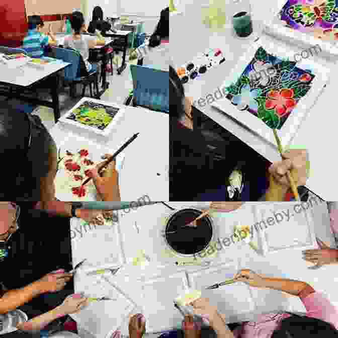 Students Engaged In A Batik Workshop, Highlighting The Book's Educational Value. Batik And Other Pattern Dyeing