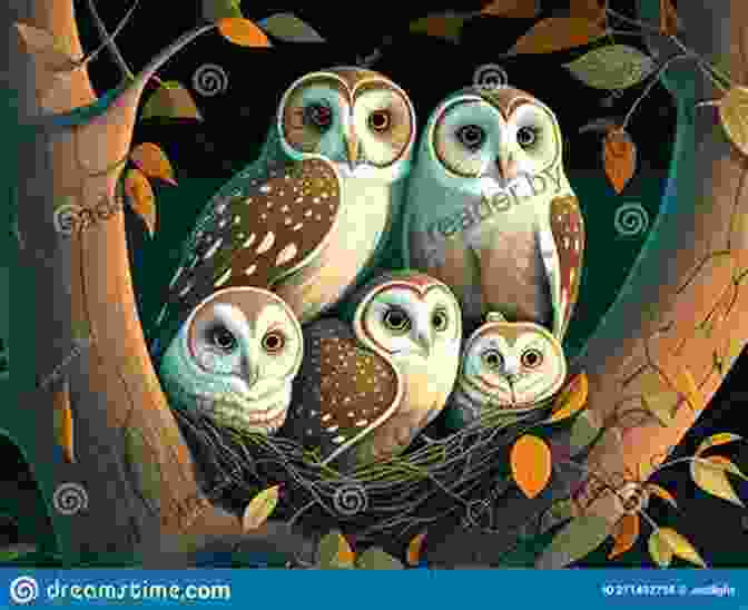 Tranquil Image Of A Family Of Owls Nestled In A Tree Hollow, Emphasizing Their Protective Instincts. Bird Show Susan Stockdale