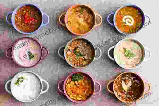 Variety Of Soups In Colorful Bowls Arranged On A Table New England Soup Factory Cookbook: More Than 100 Recipes From The Nation S Best Purveyor Of Fine Soup