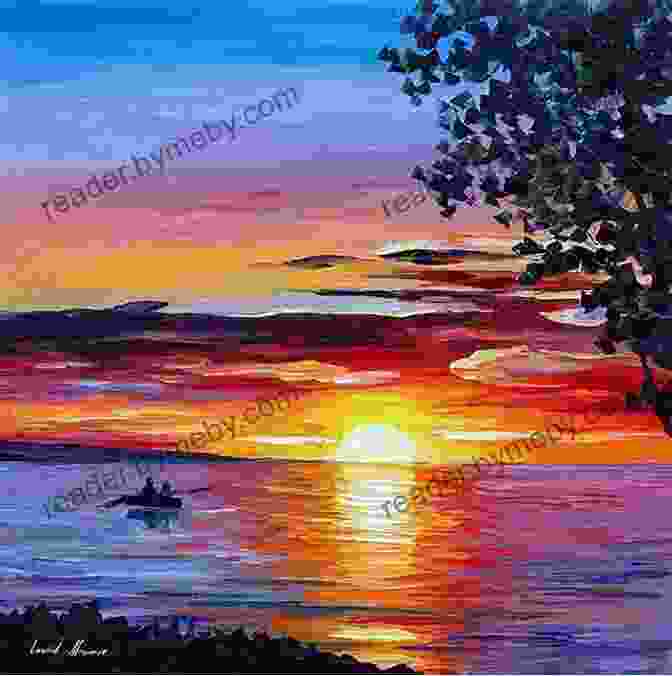 Vibrant Acrylic Painting Of A Sunset Landscape Playing With Paints Acrylics